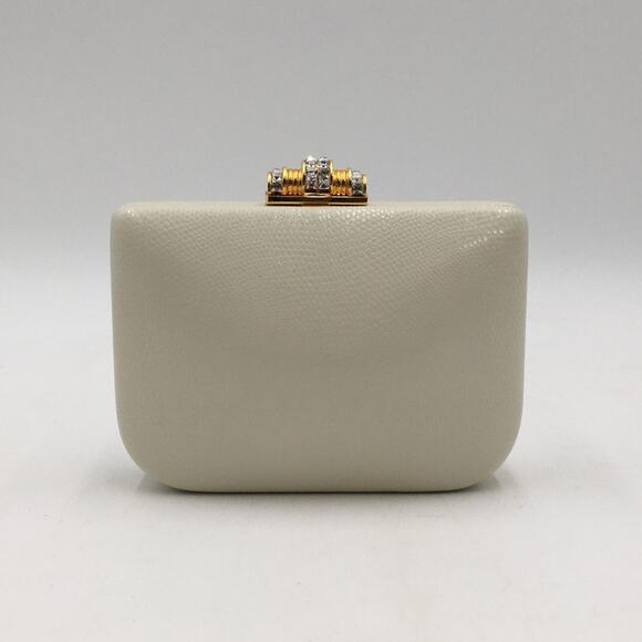 NWT Vintage Rodo Italy White Leather Evening Clutch Purse w/Chain Strap - Picture 2 of 8